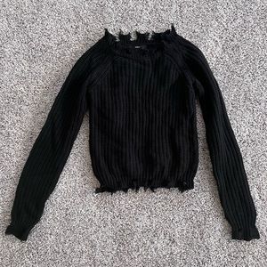 Black distressed sweater